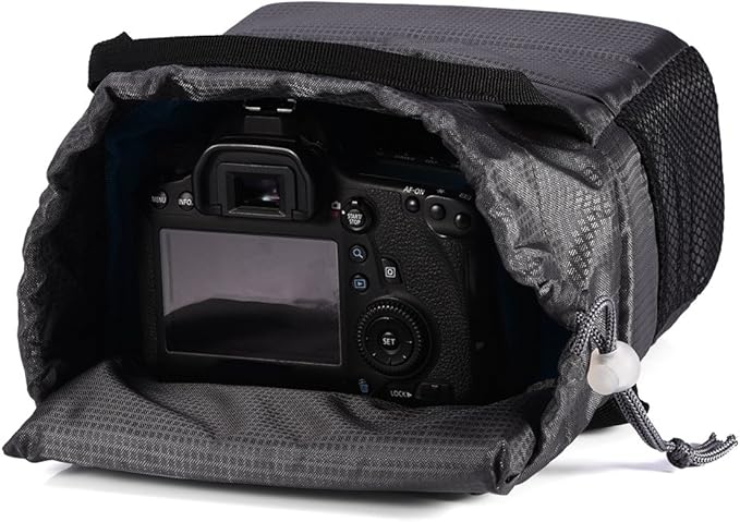 Padded DSLR/SLR Camera, Portable Insert Partition Camera Handbag Shockproof Protective Case Carrying Pouch for DSLR Camera/Lens(Gray)