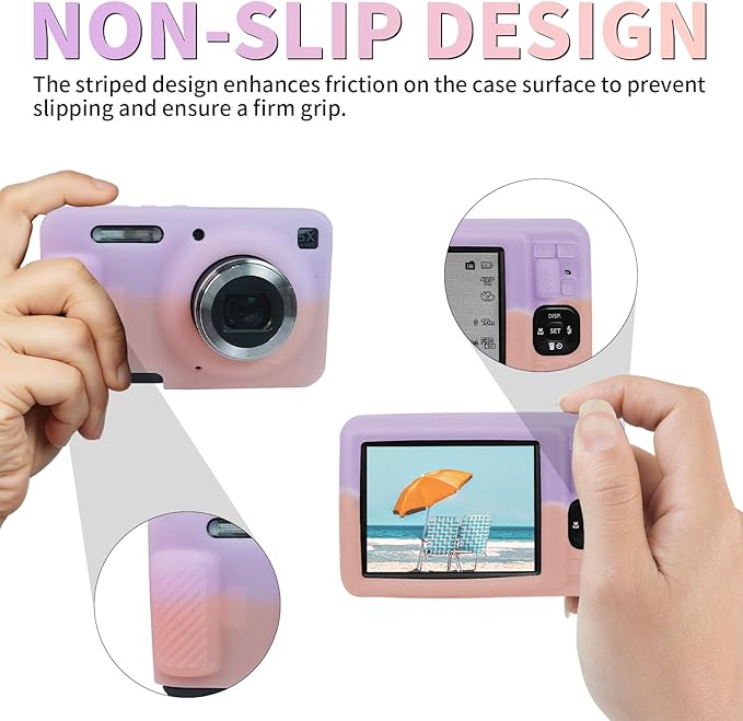 Easy Hood Camera Case for Kodak PIXPRO FZ55, Soft Silicone Cover Anti-Scratch Slim Fit FZ55 DSLR Camera Sleeve Body Skin Travel Protective Case, Pink Orange
