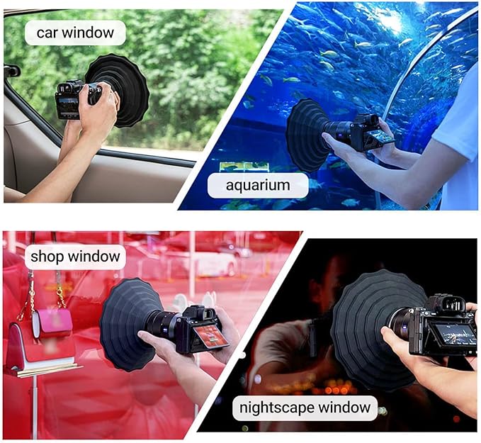 Silicone Lens Hood, Anti Reflection Lens Hood for Diameter 53-72mm Lens, Foldable Reversible Lens Shade for Canon RF 35mm EF-S 10-18 EF 50mm 28mm Nikon AF-S 50mm 18-105 Sony and More Lens