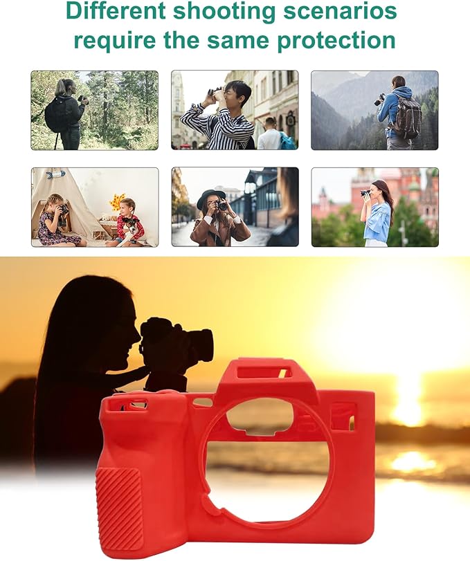 PULUZ Digital Camera Case for Sony A7 IV,Anti-Scratch Soft Silicone Protective Camera Case Camera Skin Case Cover(Red)