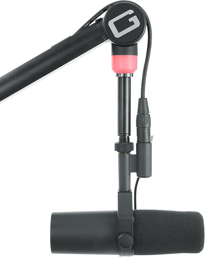 Gator Frameworks Professional Desktop Broadcast/Podcast Microphone Boom Stand with On-Air Indicator Light, Blue,Violet, & Red (GFWMICBCBM4000)