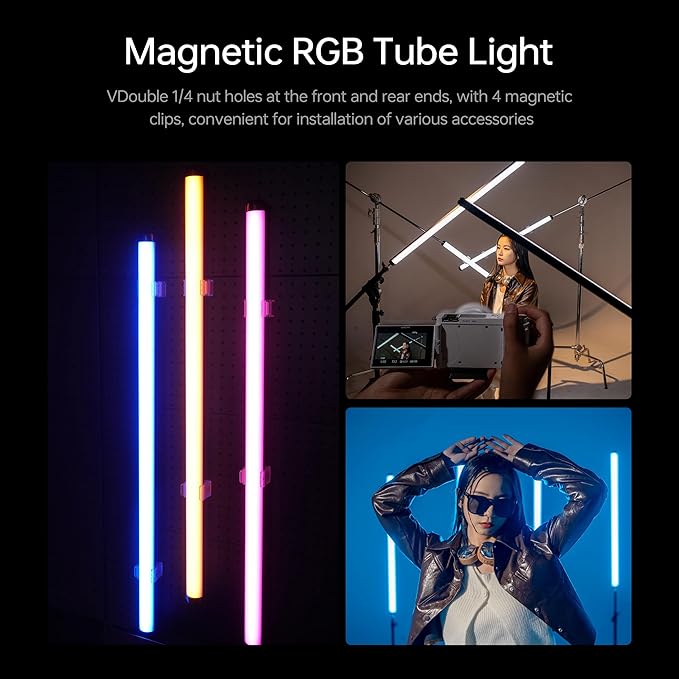 VILTROX 2 Pack LED Stick Light Kit, 30W Full Color LED Tube Light with Built-in 14.8V/3300mAh Battery and USB-C 35W Fast Charging, RGBW Video Light for Photography and Filmmaking (K90 Kit)