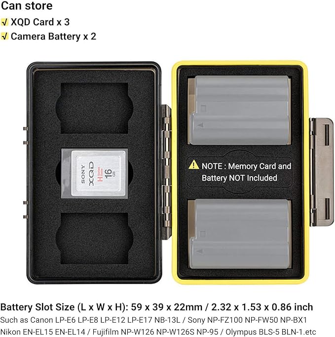 Nik. EN-EL15 EN-EL14 Camera Battery Memory Card Storage Case Holder for 3 Slots Cfexpress Type B XQD Card + 2 Slots Battery, Nik. Camera Battery Box for Nik. Z8 Z6III Z6II Z7II Z6 Z7 D850 D500
