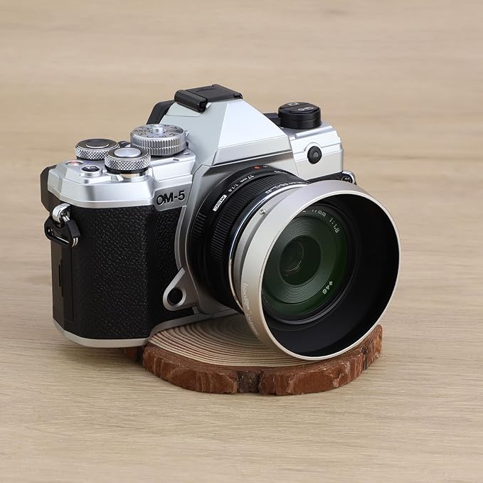 Haoge LH-M48W Metal Lens Hood Shade for Olympus M.ZUIKO Digital 17mm F1.8 Lens Replace LH-48B Silver