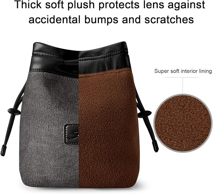S-ZONE Soft Camera Bag DSLR Insert Handbag Drawstring Lens Case Compatible with Canon Nikon Sony
