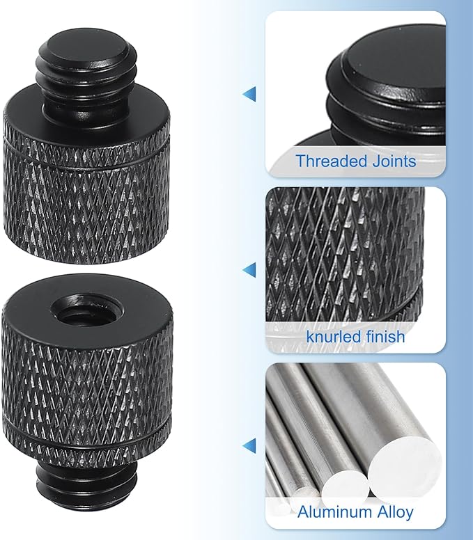 PATIKIL Tripod Screw Adapter 1/4" Female to M10 Male, 2 Pcs Tripod Nut Connectors Camera Mount Screw Camera Double Head Converter for Microphone Holder Magic Arms Accessories, 20 mm