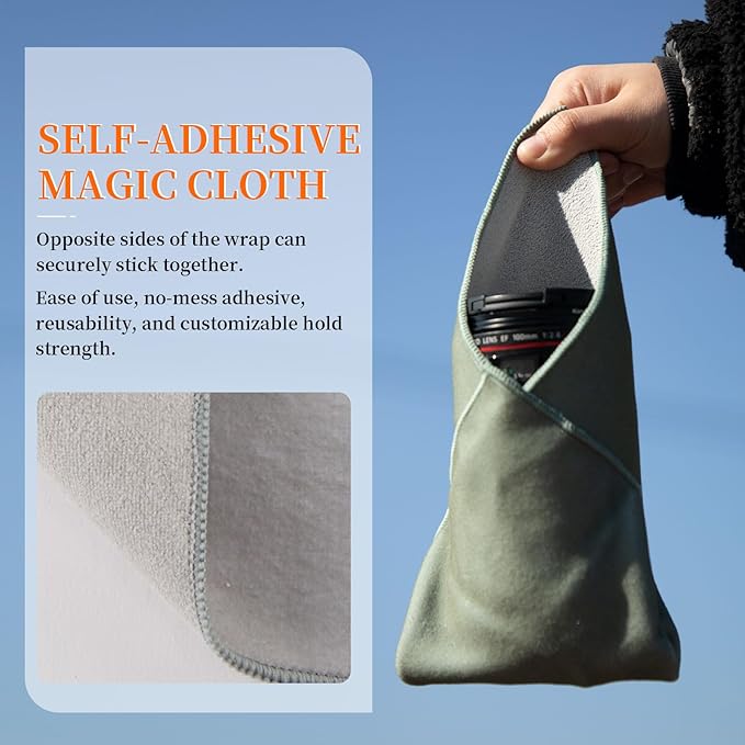 MDAOCRY Camera Protective Wrap, Lens Protector, Magic Self-Adhesive Cloth for DSLR/Camera Lens/Phone/Accessories, 13.8''*13.8''