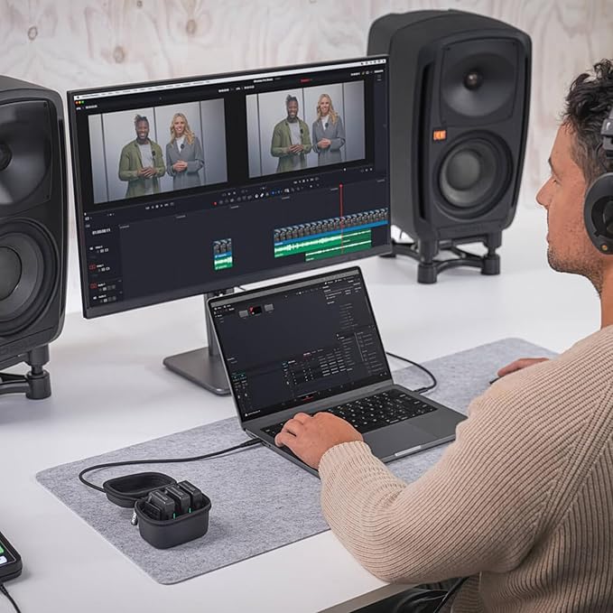 RØDE Wireless PRO Compact Wireless Microphone System with Timecode, 32-bit Float On-board Recording, 2 Lavalier Microphones and Smart Charge Case for Filmmaking and Content Creation