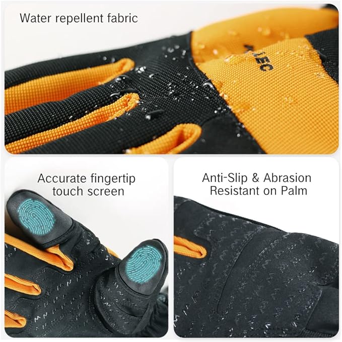 MOUNT TEC Men's Flexible Ideal for Ice Fishing,Photography,Hunting Gloves with 3M Thinsulate Waterproof Windproof Touchscreen Gloves