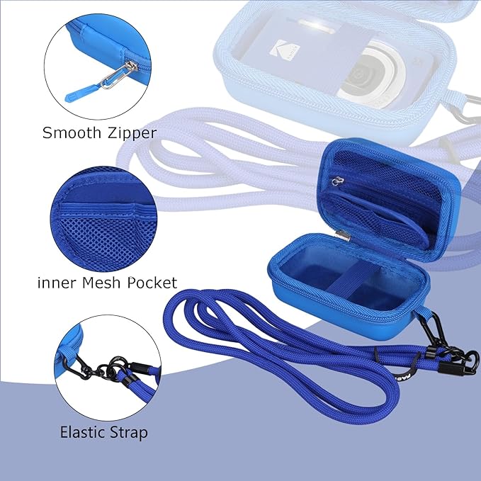 Tourmate Hard Storage Case for Digital KODAK PIXPRO FZ55/ FZ45/ FZ43/ FZ53 Camera,Travel Case for KODAK Friendly Zoom FZ41/FZ243/FZ245/FZ255/KODAK EKTAR H35N/H35(Only Box) (PU, Blue)