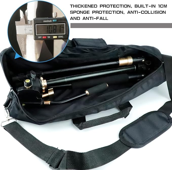 Tripod Case with Shoulder Strap, Padded Compact Case, Full Length Zippered Closure for Tripod, Mic Stand, Tent Pole