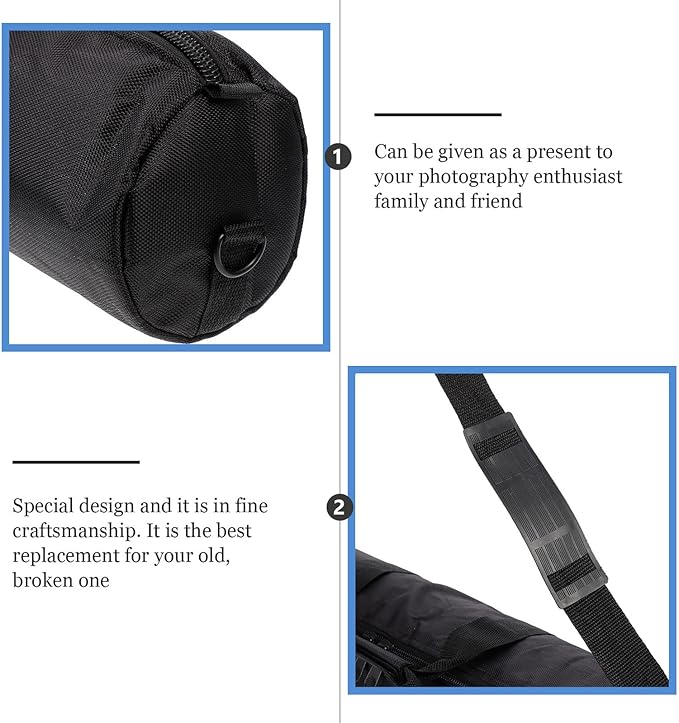 Thickened Tripod Carrying Case Padded Light Stand Bag 55cm with Shoulder Strap for Photography Equipment Transport
