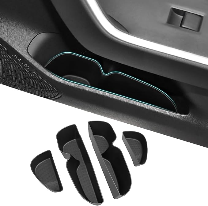 Door Side Storage Box Compatible with 2019-2025 Toyota RAV4 Accessories, Front & Rear 4PCS Door Handle Insert Organizer Tray, TPE Phone Pockets Fit for RAV 4 RAV-4 Accessories