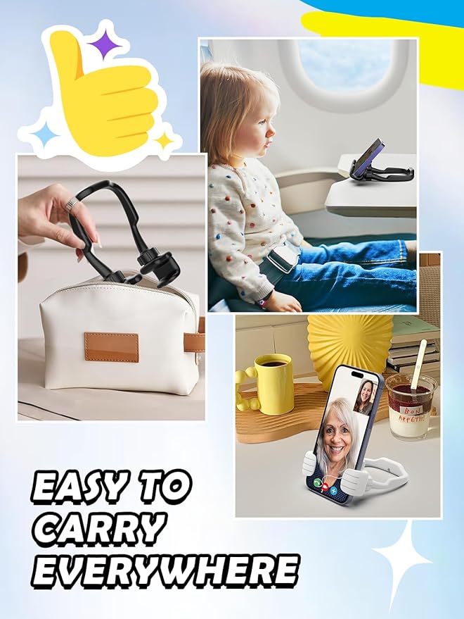 Easter Basket Stuffers Gifts for Teens Boys Girls Kids Cell Phone Stand: UPGRADE Adjustable Thumbs Up Lazy Phone Holder for Desk Cool Gadgets for Men Women Adults Husband Him Fun Birthday Easter Gifts