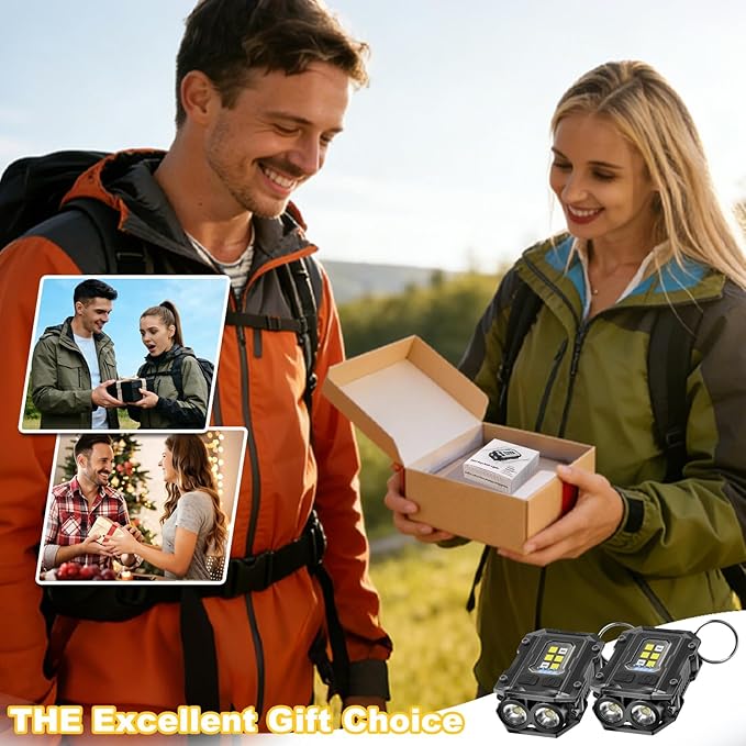 2PACK EDC Keychain Flashlight - Super Bright Mini Keychain Light with Hat Clip, Magnetic Base, Rechargeable Small Pocket Flash Lights for Emergency,Outdoor Activities,Walking Dog