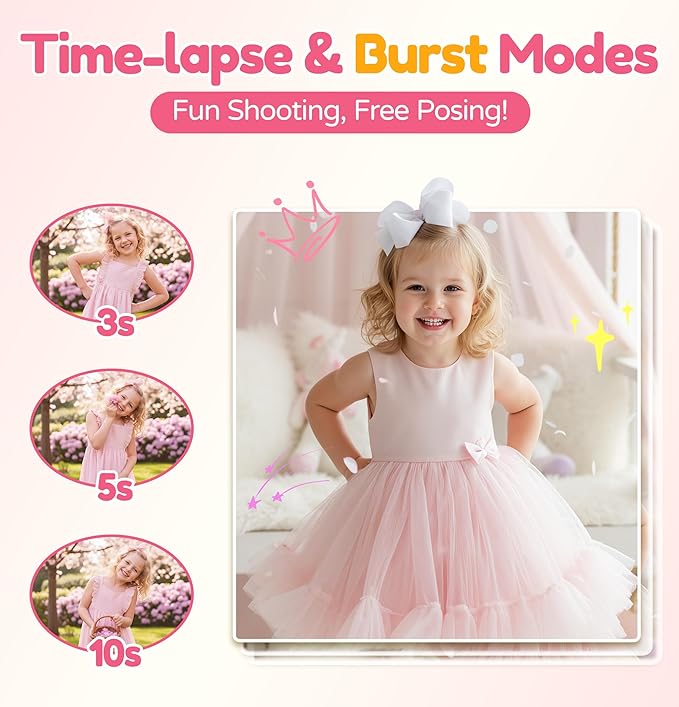 Kids Camera for Girls with Tripod & 32GB Card, 1080P HD Toddler Digital Video Camera, Portable Travel Toy Best Birthday Festival Gifts for Girl 3 4 5 6 7 8 9 10 Year Old