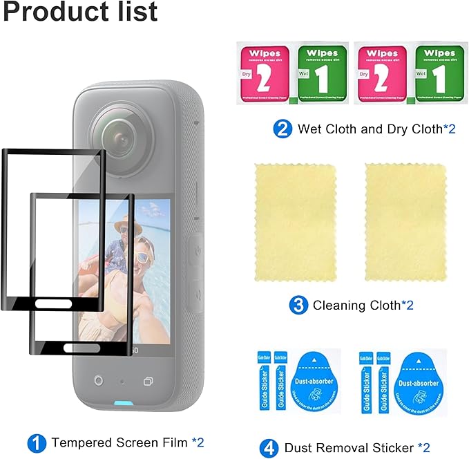 FiTSTILL LCD Film Screen Protector Compatible with Insta360 X3,Touch Sensitive Tempered Glass Screen Cover for Insta 360 x3 Camera Accessories kit,Ultra HD,9H Hardness,Scratch Resistant