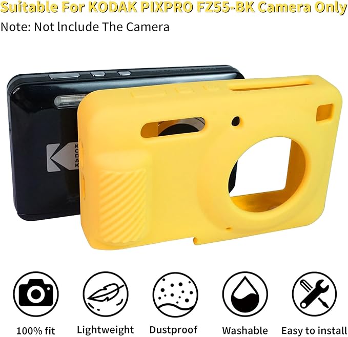 Easy Hood Camera Case for Kodak PIXPRO FZ55, Soft Silicone Cover Anti-Scratch Slim Fit FZ55 DSLR Camera Sleeve Body Skin Travel Protective Case, Yellow
