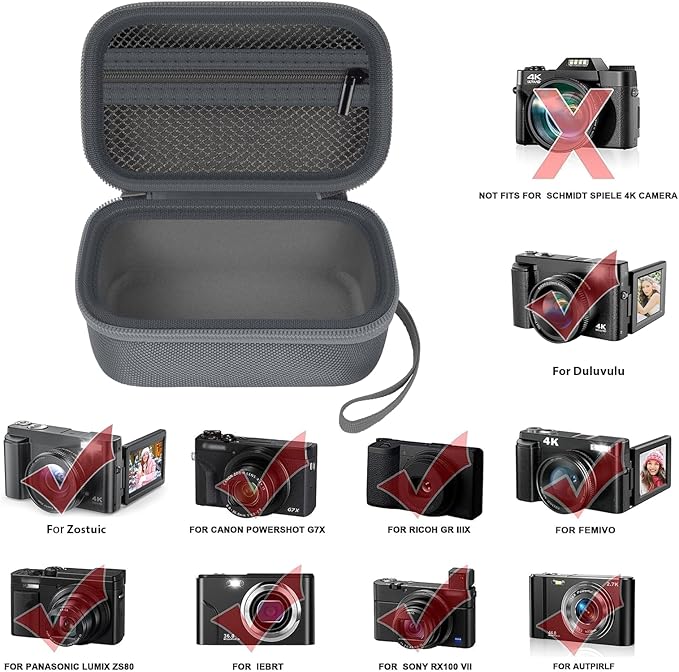 Digital Camera Case Compatible with TEBNGIHNM for Duluvulu for Oiadek for zheozeig for Zostuic for Toiauaha 4K Vlogging Camera. Storage Holder Bag for Canon PowerShot (Box Only)- Grey