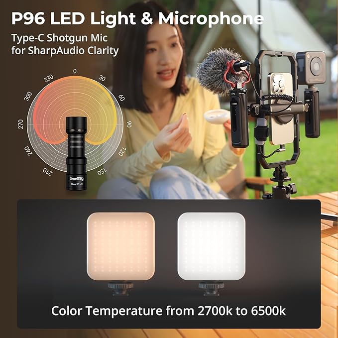 SmallRig Pro Phone Stabilizer Video Rig Kit, All-in-One Creator Bundle with LED Light, Mic,Table Tripod, Dual Handles for Live Streaming, for Creator, for iPhone 17/16/15 Pro, Android