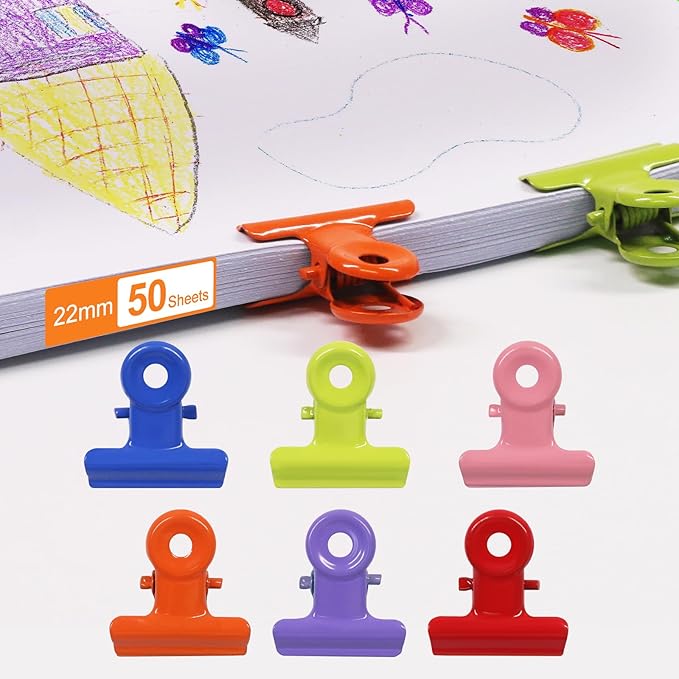 Coideal Colored Bulldog Paper Clips, 30 Pack Small 0.87 Inch Metal Mini Binder Clips Money Clamps for Tags Bags, Shops, Office and Home Kitchen
