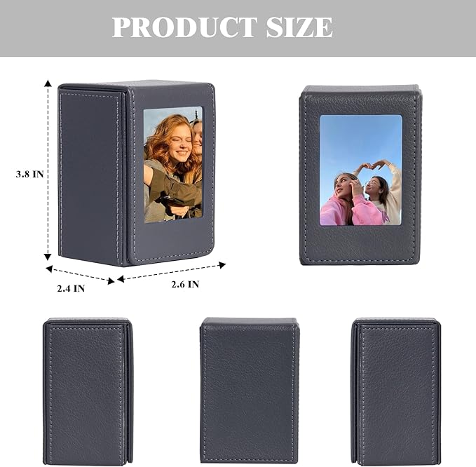 WOGOZAN Mini Picture Holder Case for Fujifilm Instax Mini 12/11/99/90/EVO Camera 2.15x3.4 Inches Film Accessories Photo Pouch Protection Case Can Hold 50+ Films (Dark Grey)