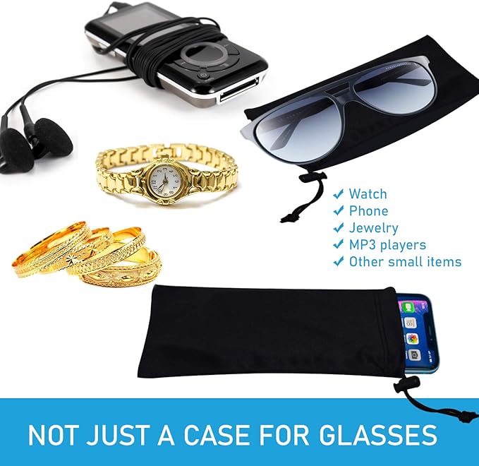 Mamlyn Premium Quality Microfiber Sunglasses Pouch With Spring Fastener