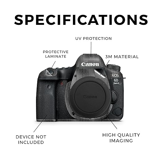 Glossy Glitter Camera Skin Compatible with Canon EOS 6D Mark II Camera (2017) - Black Wood - Premium 3M Vinyl Protective Wrap Decal Cover - Easy to Apply | Crafted in The USA by MightySkins