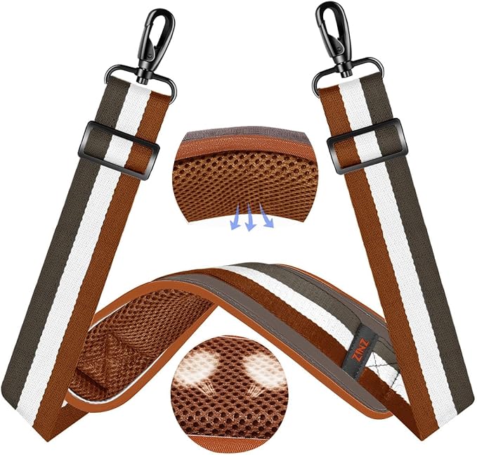 ZINZ 60" Universal Bag Strap with Ultra-Thick Fixed Breathable Pad Adjustable Heavy-Duty Shoulder Strap for Laptop Crossbody Luggage Gym Camera Bag and More -TW01B07