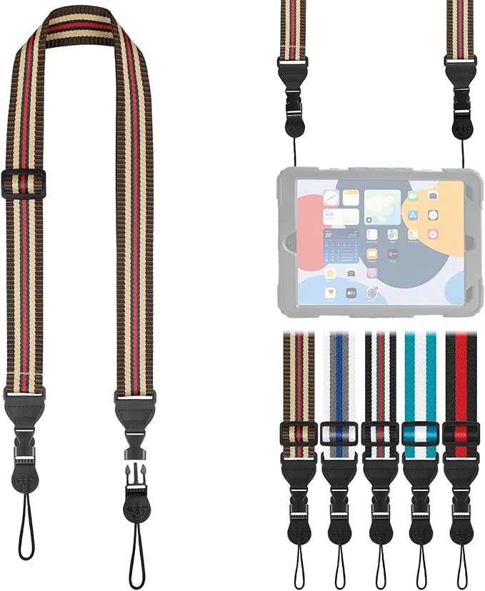 Adjustable Shoulder Strap, Comfortable for Camera Neck Lanyard iPad Strap iPad Strap for iPad, Camera, Binocular, Crossbody, Tablet, Laptop, Binocular, Luggage Bag(Red, Khaki & Black A28)