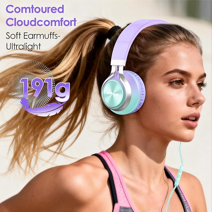 USB C Headphones Wired with Mic & Volume Control, Tangle-Free, Type C Over-Ear Headphones, Lightweight/Foldable Kids Headphones Wired Headphones USB C for iPad/Sports/School/Travel/iPhone 17/16/15