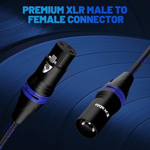 XLR Microphone Cable 4 Feet (6 Pack, Multi Colored), 3 Pin Shielded Balanced Male to Female Mic Patch Cord, Nylon Braided, Zinc Alloy Shells, OFC, for Amplifier, Speaker, Mixer with 10 Cable Ties