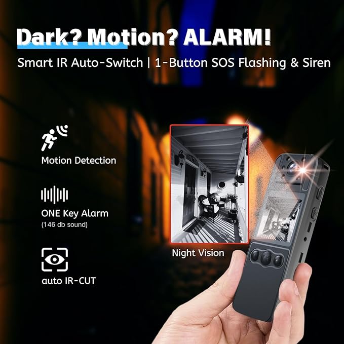 128G4K Body Cam with 180°Rotating Lens,Bike Camera with Audio and Video Recording,Sport Camera with 6hrs Battery,Night Vision,Wearable Cam for Pet,Office,Security Police Law Enforcement (H82-4K-128G)