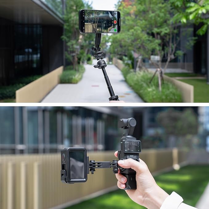 JJC Pocket 3 Magnetic Phone Holder for DJI Osmo Pocket 3 & Xtra Muse Accessories, Detachable Expansion Adapter Compatible with Magsafe Cell Phones/Case, Folding 2-Fingers for Tripod & Extension Rod