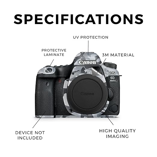 Glossy Glitter Camera Skin Compatible with Canon EOS 6D Mark II Camera (2017) - Gray Camouflage - Premium 3M Vinyl Protective Wrap Decal Cover - Easy to Apply | Crafted in The USA by MightySkins