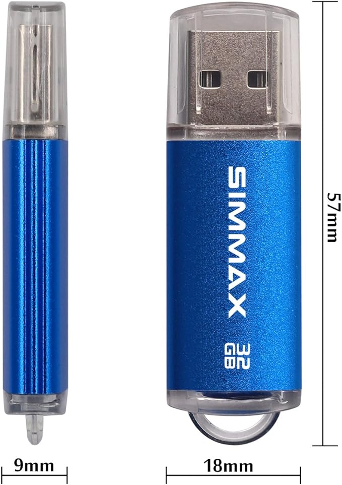 Flash Drive 5 Pack 32GB USB 2.0 Flash Drives Thumb Drive Memory Stick Pen Drive with Led Indicator (Blue Green Black Red Purple)