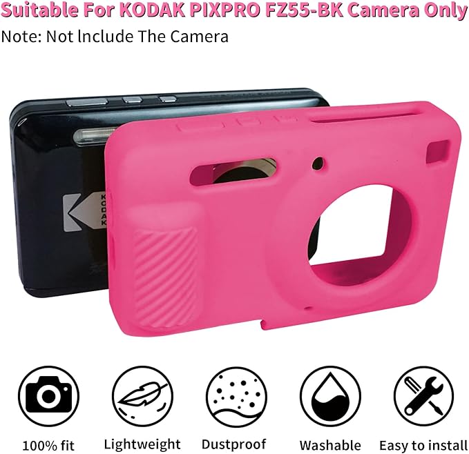 Easy Hood Camera Case for Kodak PIXPRO FZ55, Soft Silicone Cover Anti-Scratch Slim Fit FZ55 DSLR Camera Sleeve Body Skin Travel Protective Case, Rose