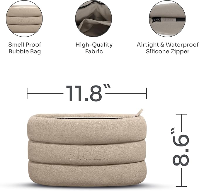 Staze Bag - Waterproof, Neoprene Pouch, Zipper Closure Stylish Pouch for Travel & Storage (Dune, 10.5” x 7”)