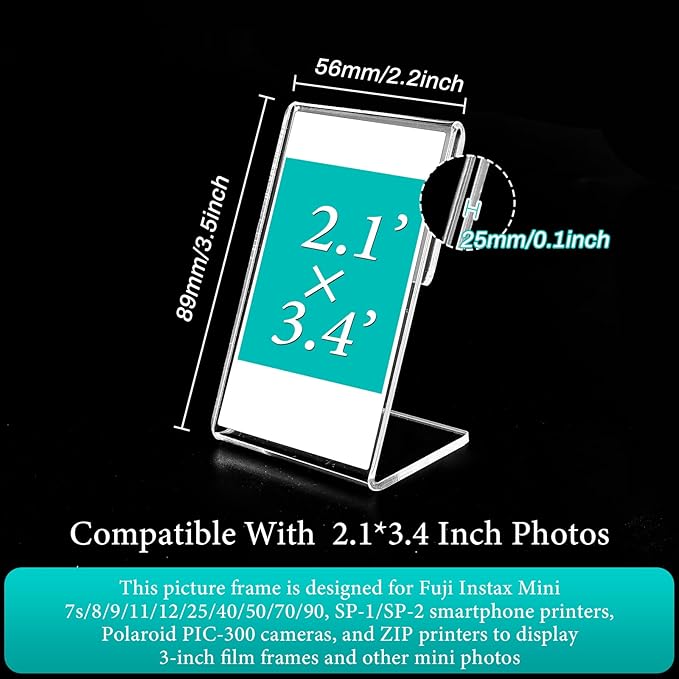 HAPY SHOP 8 Pack Mini Picture Frame for Instax, 2x3 Picture Frame Holder for Polaroid, Small Wallet Size Photo Frame, Acrylic Photo Frame for Instax Mini Instant Films