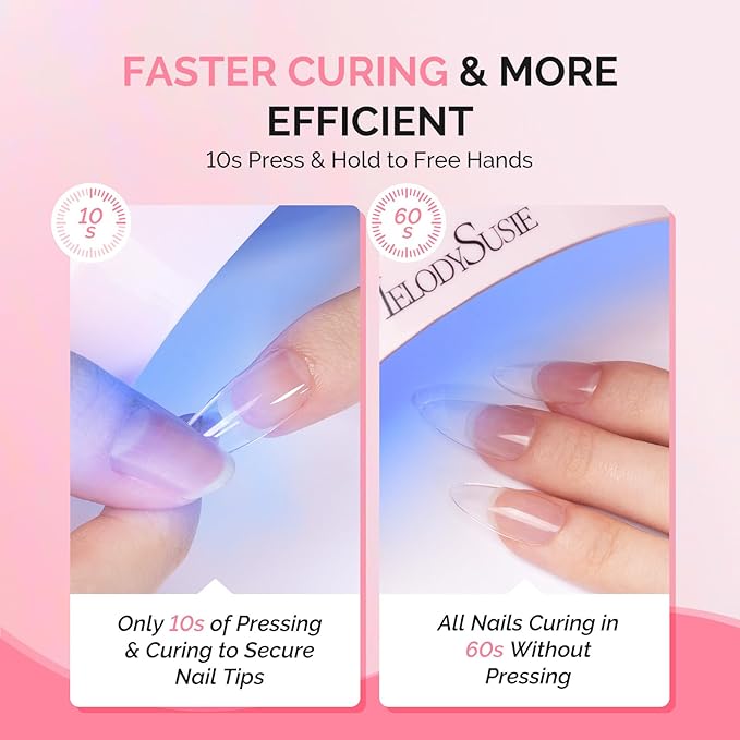MelodySusie 2Pcs*20g Solid Nail Glue Gel, Super Strong&Long Lasting Soft Gel Apex Nail Tips Glue for Acrylic Fake Nails, 3D Nail Art,Nail Gem,Soak off UV&LED Lamp Needed, Valentine Home DIY&Salon