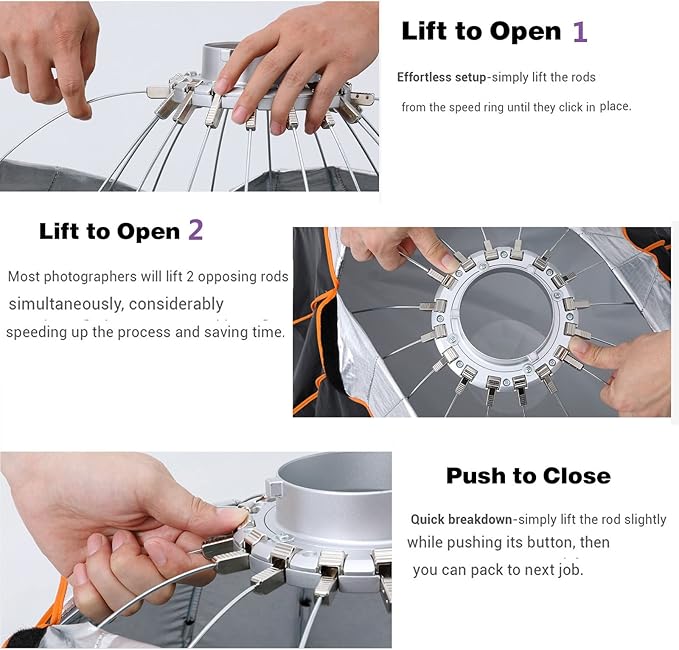 GODOX QR-P120 47.1 Inch/120CM Parabolic Softbox Bowens Mount, Quick Release Parabolic Softbox, with Front & Inner Diffuser for SL-60W AD600BM VL150 UL150 SL150II Amaran 100X 200D 200X w/Grid