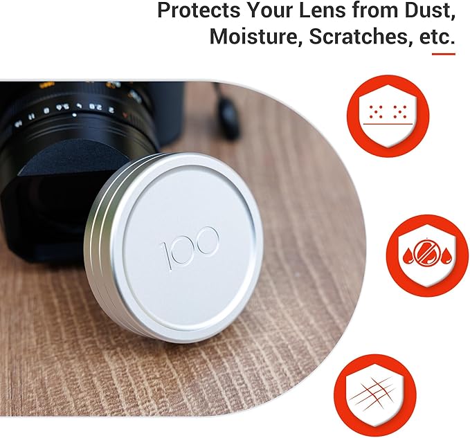 JJC Lens Cap for Leica Q3 Q3 43 Q2 Q Q-P, with '100' Imprint for Leica's 100 Anniversary, QP Digital Camera Lens Protective Cover with Soft Fabric Interior, Dustproof & Scratch-Resistant