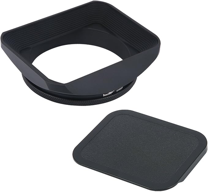 Haoge 62mm Square Metal Screw-in Mount Lens Hood Shade with Cap for 62mm Canon Nikon Sony Leica Leitz Carl Zeiss Voigtlander Nikkor Panasonic Fujifilm Olympus Lens and Other 62mm Filter Thread Lens