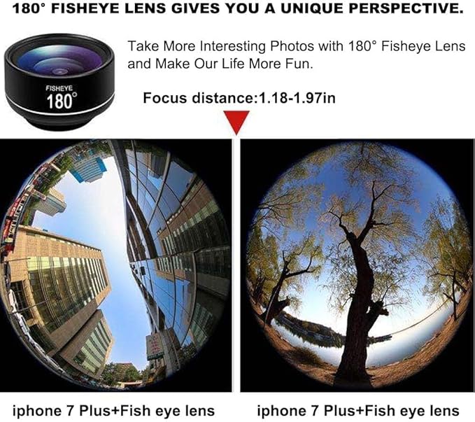 180° fisheye Lens for iPhone Samsung Google Android Smartphone,with Clip,Cell Phone Lens,anamorphic Lens,Funny Pictures