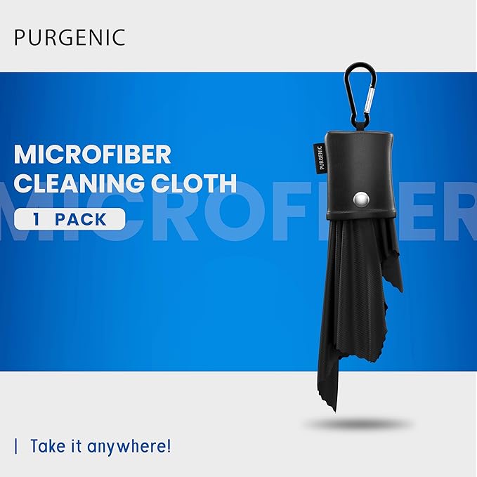 Microfiber Cloth & Glasses Wipes (1 Pack) Lens & Glasses Cleaning Cloth - Eyeglass Cleaner - Camera Lenses & Gadget Delicate Screens - Black