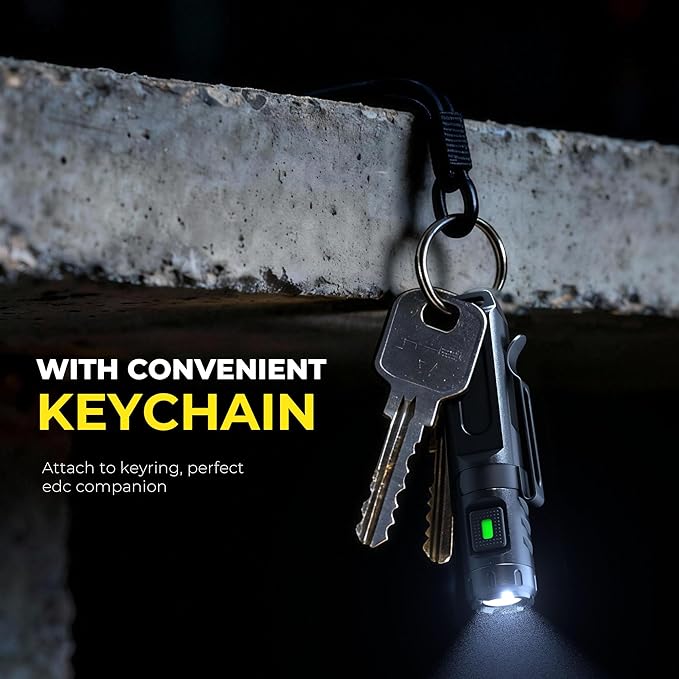 Keychain Flashlight, Bright 650 Lumens USB-C Rechargeable Mini Flashlight, Waterproof Small Pocket Light for Everyday Carry, Camping, Hiking, Emergencies (1, Midnight Black)