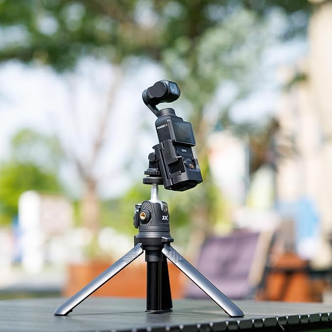 JJC 3-in-1 Expansion Adapter for DJI Osmo Pocket 3, Pocket3 Tripod Mount & Hot Shoe Camera Extender Converter, 1/4-20 Stick Handle Bracket Accessories, with Action Camera Port & Cold Shoe Holder