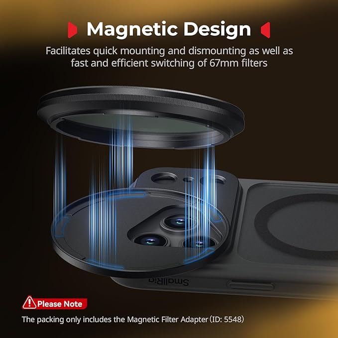 SmallRig FilMov 67mm Magnetic Filter Ring Adapter for Phone Case (SmallRig 17 Pro Max 5551/5552), Compatible with 67mm Magnetic Filter Series (4726/4581/4582/5169/5170)-5548