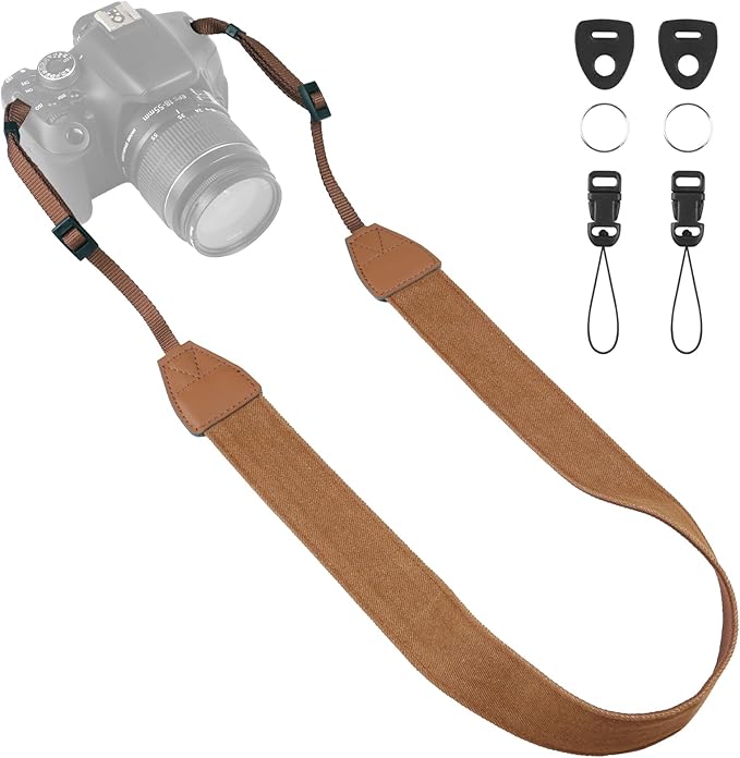 Universal Camera Strap - Camera Neck Strap, Adjustable Shoulder Straps Compatible with Canon, Fujifilm, Nikon, Olympus, Panasonic and other SLR and mirrorless cameras - Brown