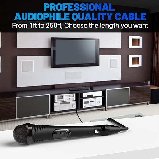 XLR Microphone Cable 50 Feet, 3 Pin Shielded Balanced Male to Female Mic Cord, Zinc Alloy Shells, OFC, Heavy-Duty Patch Cable for Amplifier, Speaker, Mixer with 5 Cable Ties